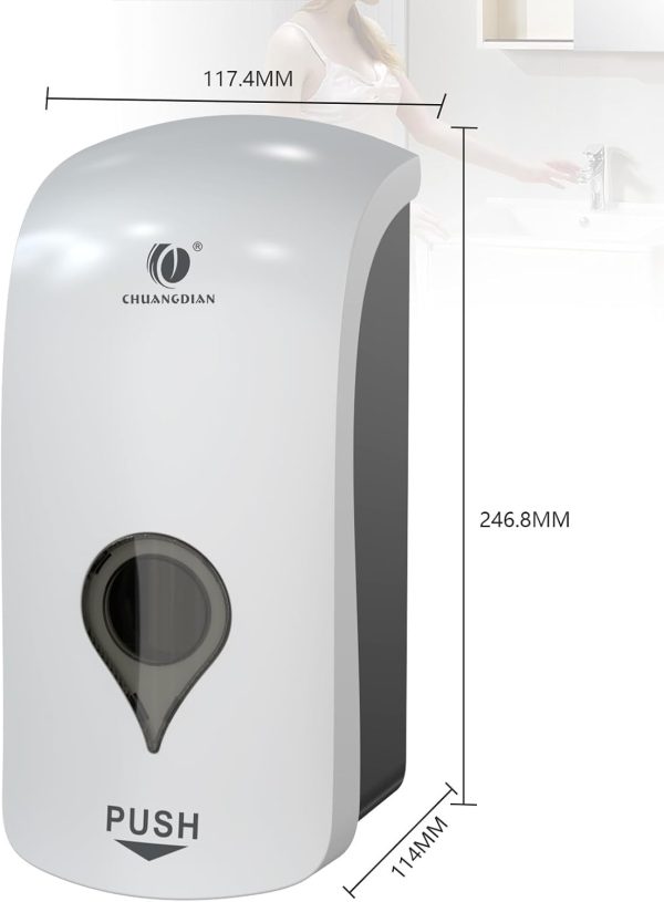 Manual Foam Soap Dispenser, 35oz (1000ml) Commercial Refillable Foaming Soap Dispenser-White, CHUANGDIAN - Image 5