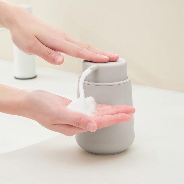 Matte Beige Foaming Hand Soap Dispenser Plastic 11 oz - Modern Minimalist Style for Bathroom & Kitchen Countertop Refillable - Image 2