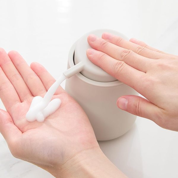 Matte Beige Foaming Hand Soap Dispenser Plastic 11 oz - Modern Minimalist Style for Bathroom & Kitchen Countertop Refillable - Image 5