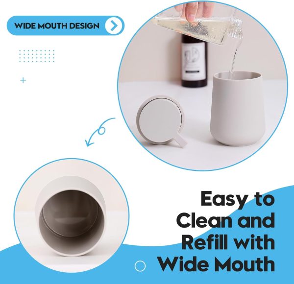 Matte Beige Foaming Hand Soap Dispenser Plastic 11 oz - Modern Minimalist Style for Bathroom & Kitchen Countertop Refillable - Image 6
