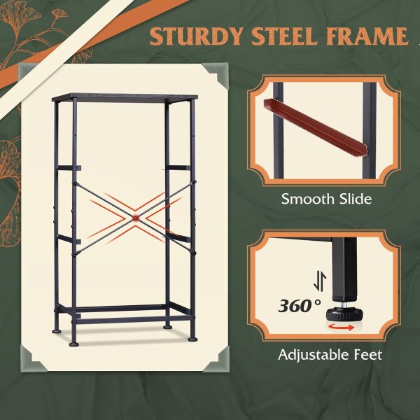 WLIVE Nightstand with 3 Drawers, Fabric Dresser, Organizer Unit, Storage Dresser for Bedroom, Hallway, Entryway, Closets, Steel Frame, Wood Top, Easy Pull Handle, Charcoal Black Wood Grain Print - Image 8